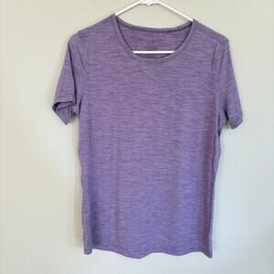 WOOLX Purple Heathered Crew Neck Short Sleeve Tee (M)